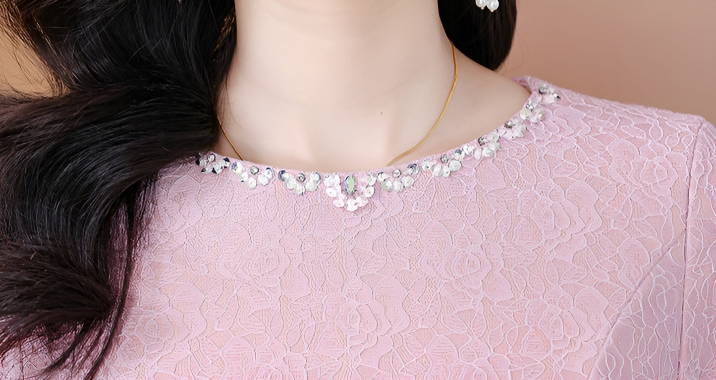 Retro Pink Noble And Stylish Elegant Evening Dress