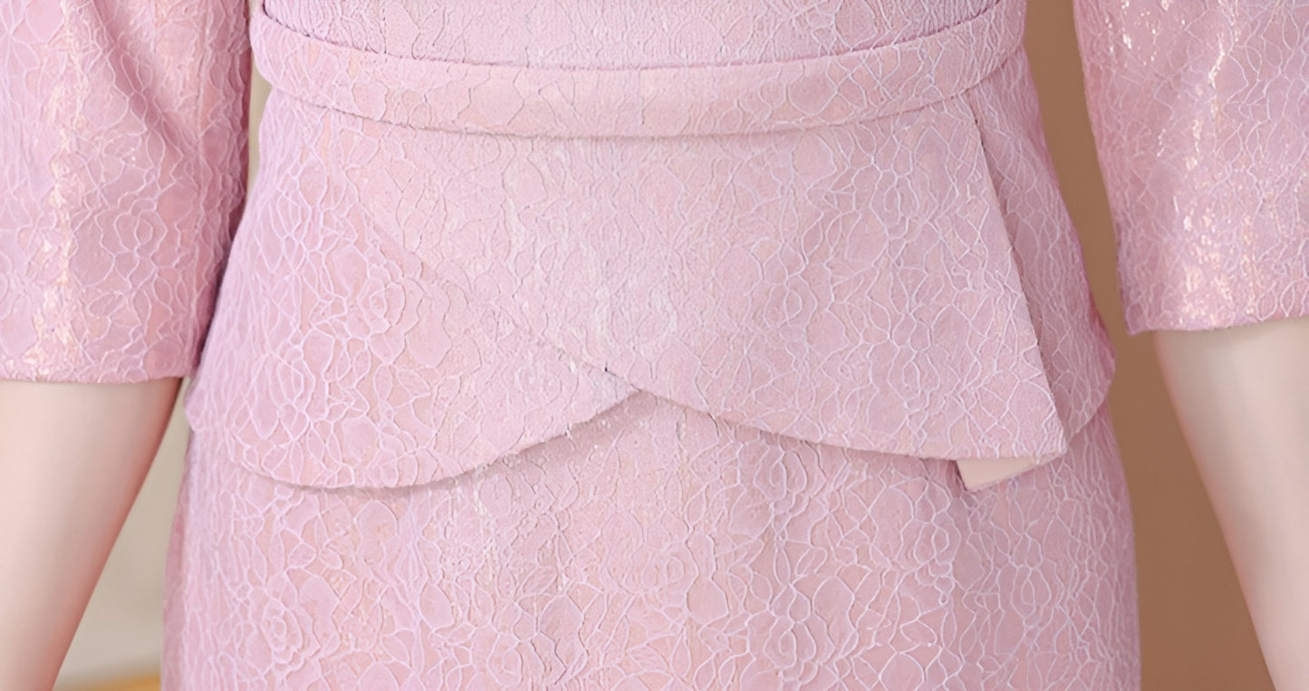 Retro Pink Noble And Stylish Elegant Evening Dress
