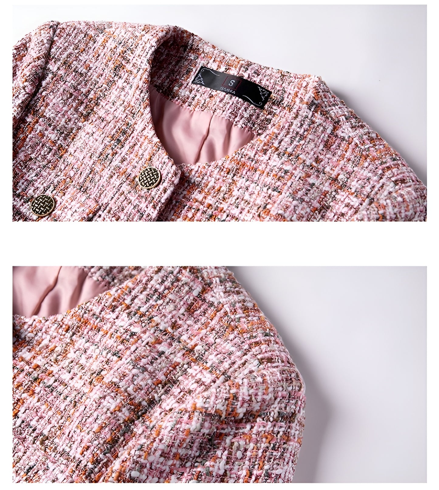 Round Neck Cotton Tweed Short Women's Jacket