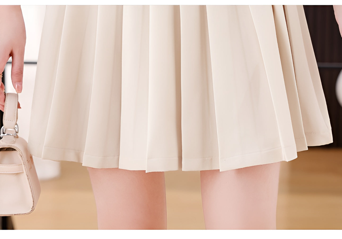 Professional Suit Long-sleeve Top + Pleated Mini Skirt