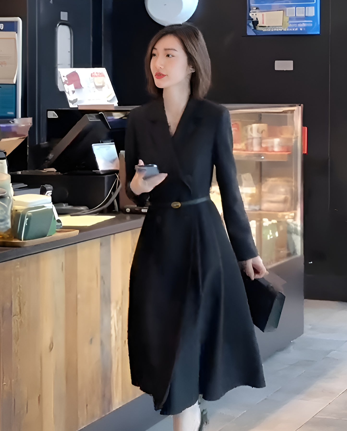 Suit Collar Windbreaker Office Wear Dress