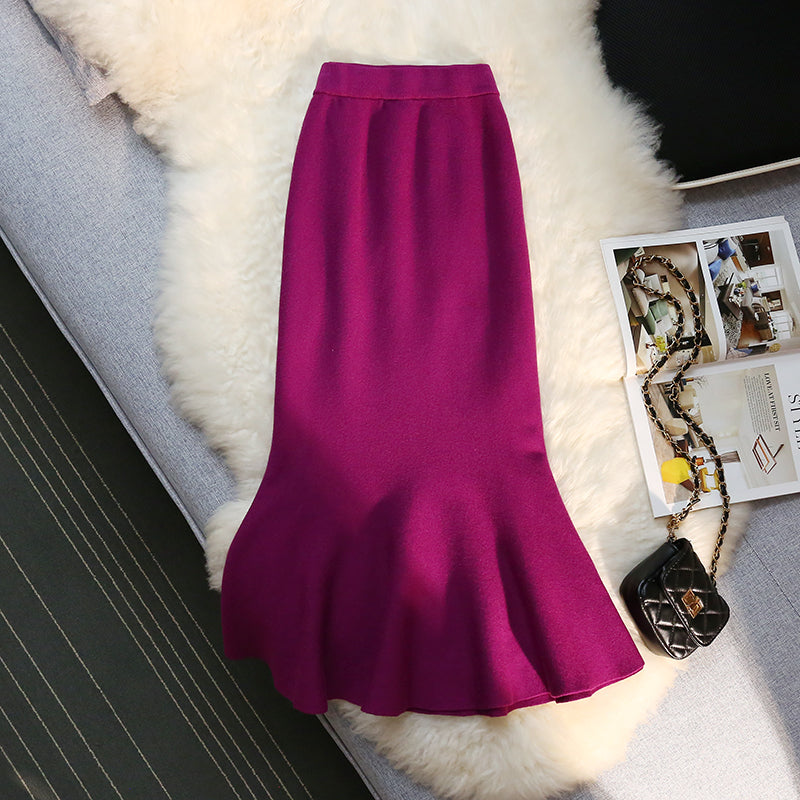 Long Knitted Fishtail Skirt
