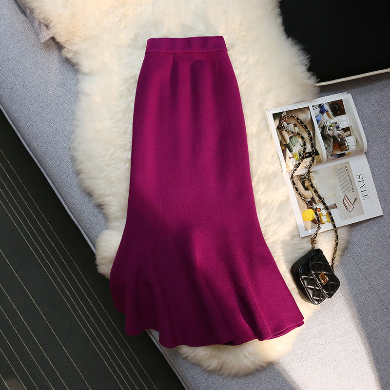 Long Knitted Fishtail Skirt