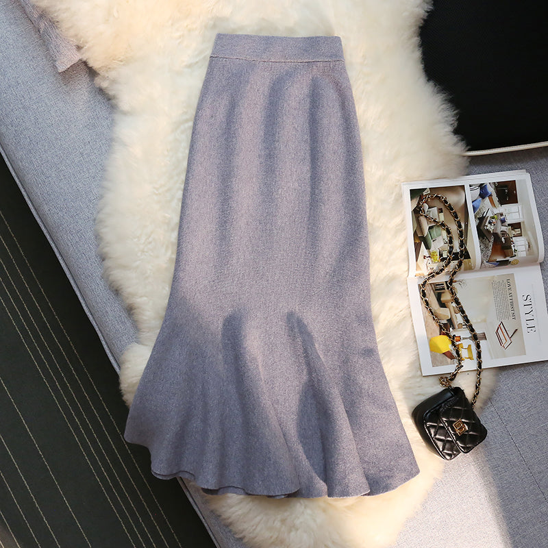 Long Knitted Fishtail Skirt