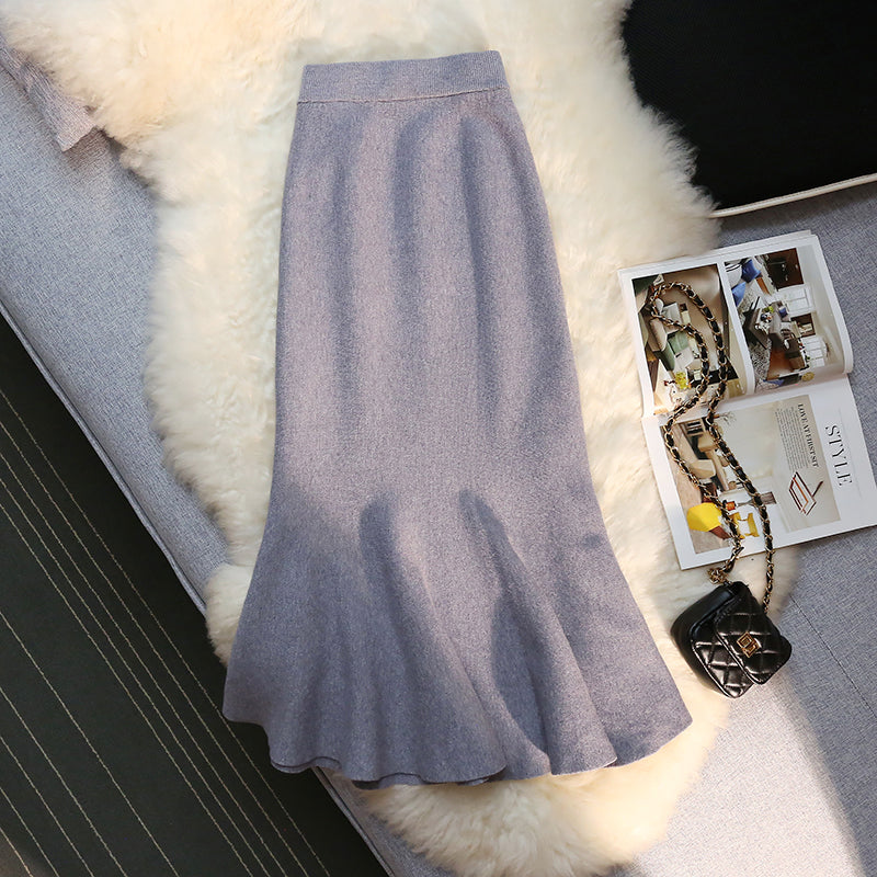 Long Knitted Fishtail Skirt