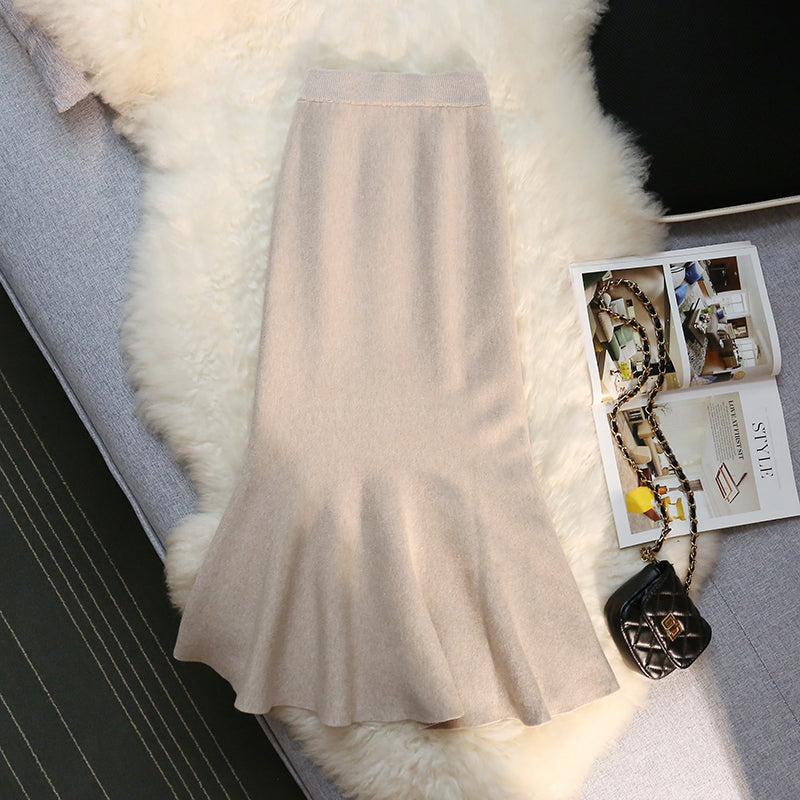 Long Knitted Fishtail Skirt