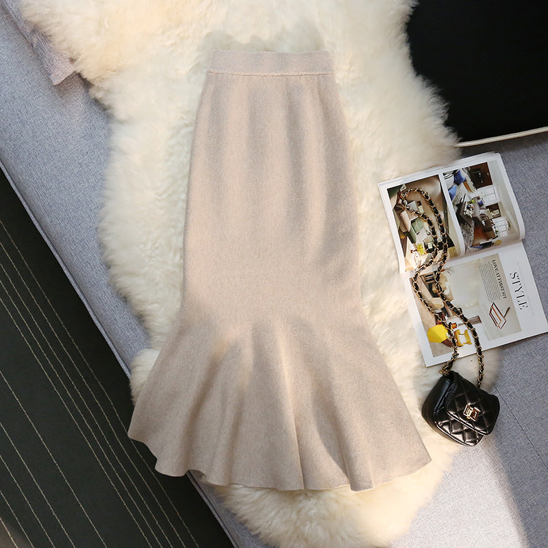 Long Knitted Fishtail Skirt
