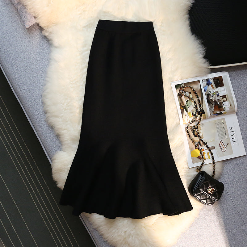 Long Knitted Fishtail Skirt