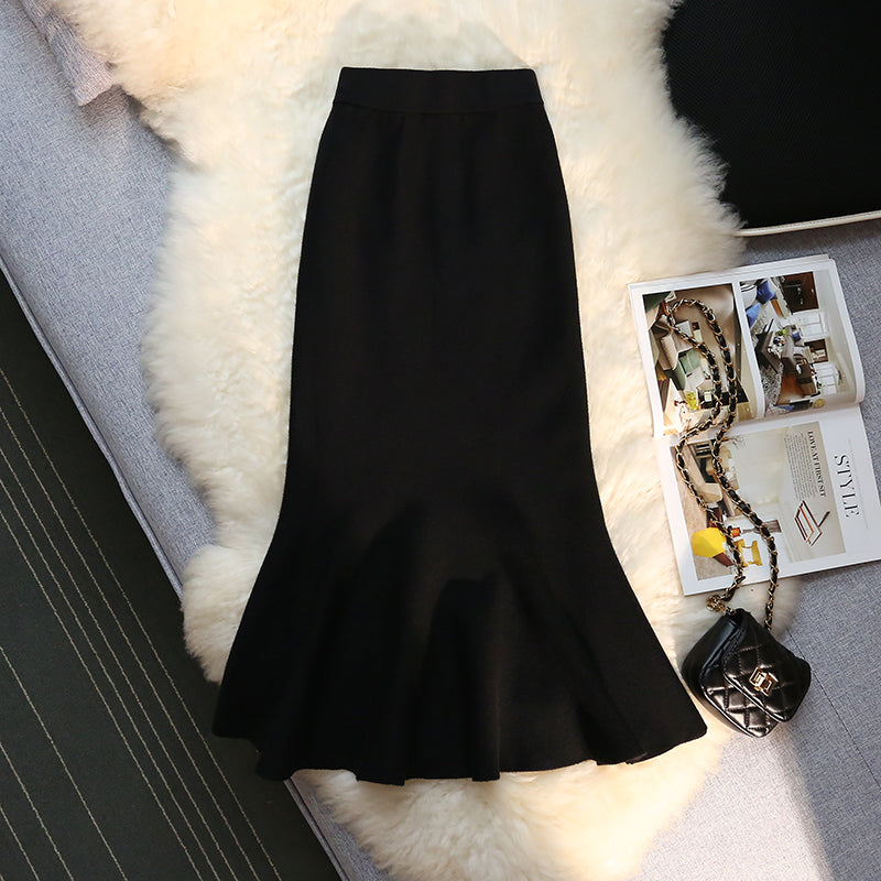Long Knitted Fishtail Skirt