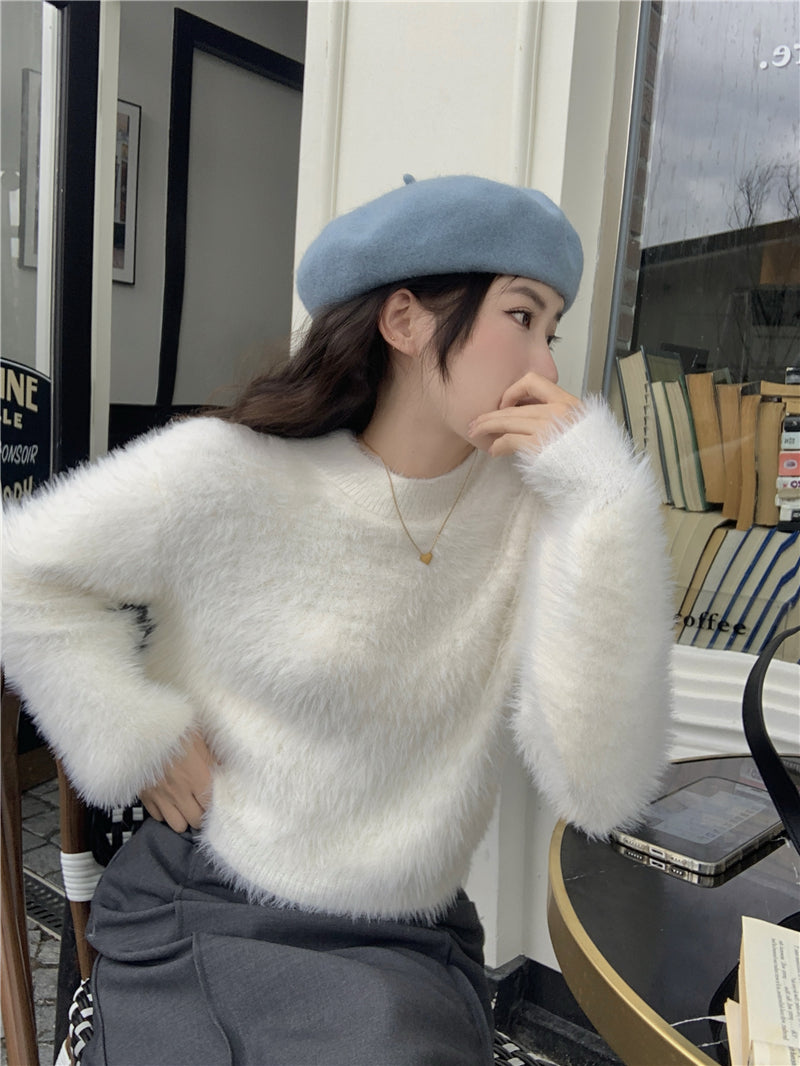 Round Neck Long-sleeve Short Women's Sweater