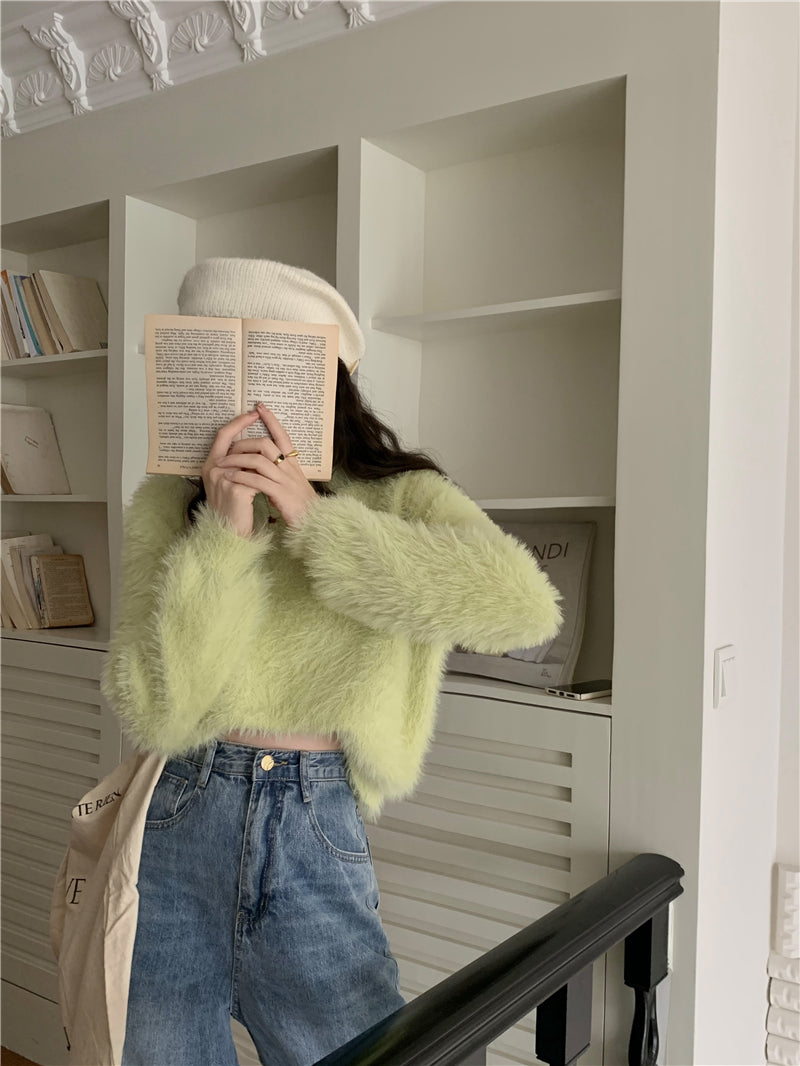 Round Neck Long-sleeve Short Women's Sweater