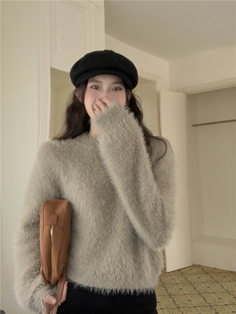 Round Neck Long-sleeve Short Women's Sweater