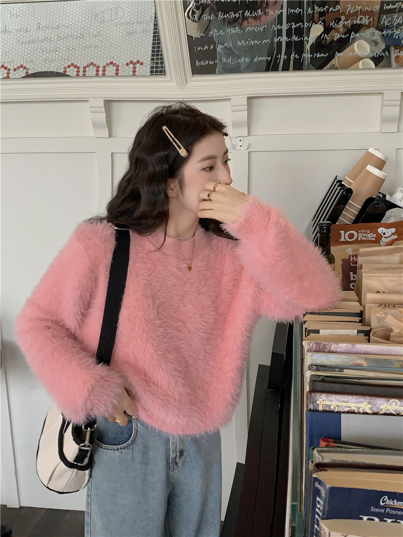 Round Neck Long-sleeve Short Women's Sweater