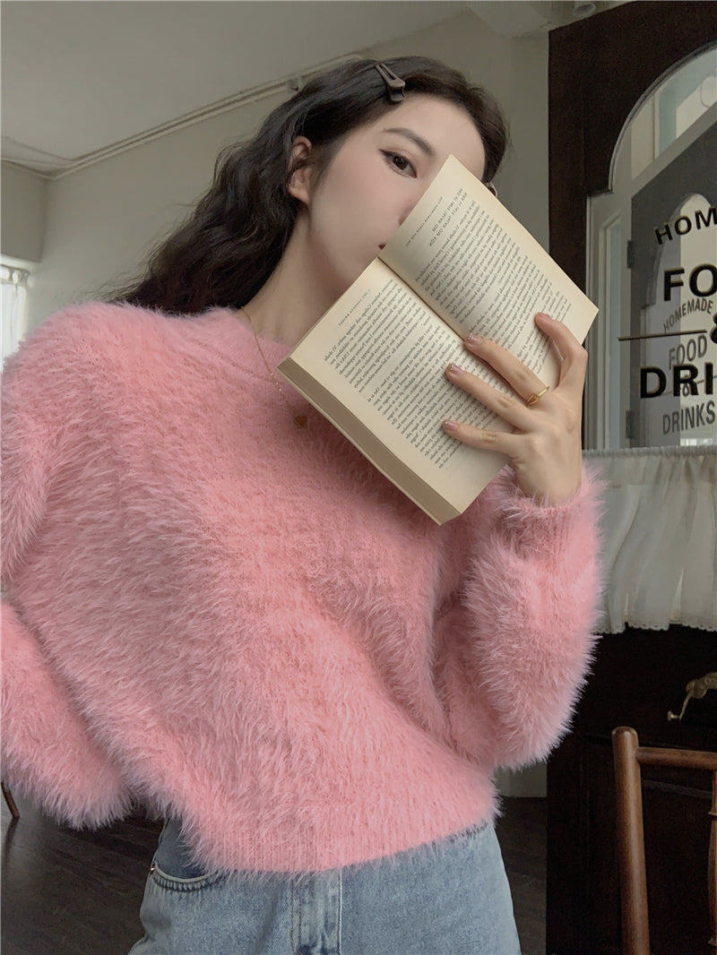 Round Neck Long-sleeve Short Women's Sweater