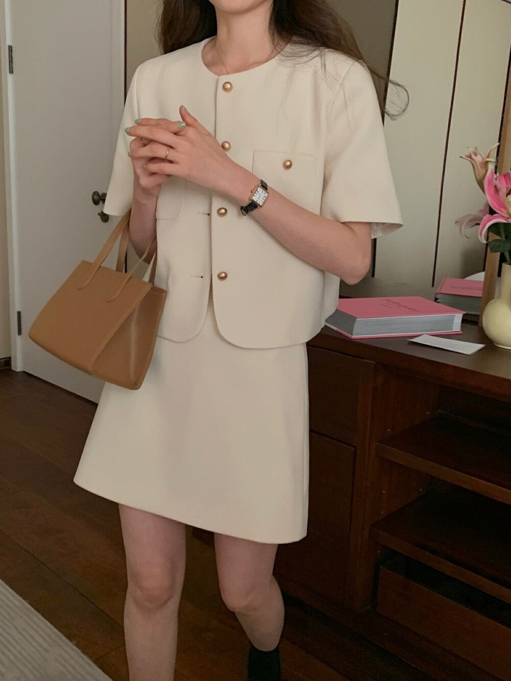Short Sleeve Jacket & Mini Skirt