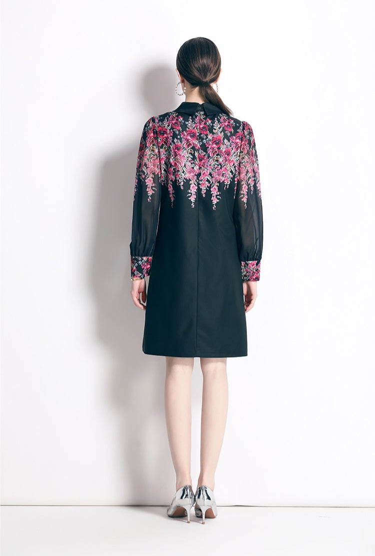 Black Floral Loose Dress