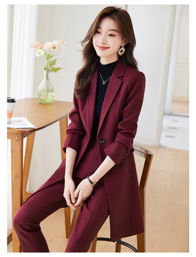 Windbreaker Womens Suit Jacket + Trousers Two Pieces Set