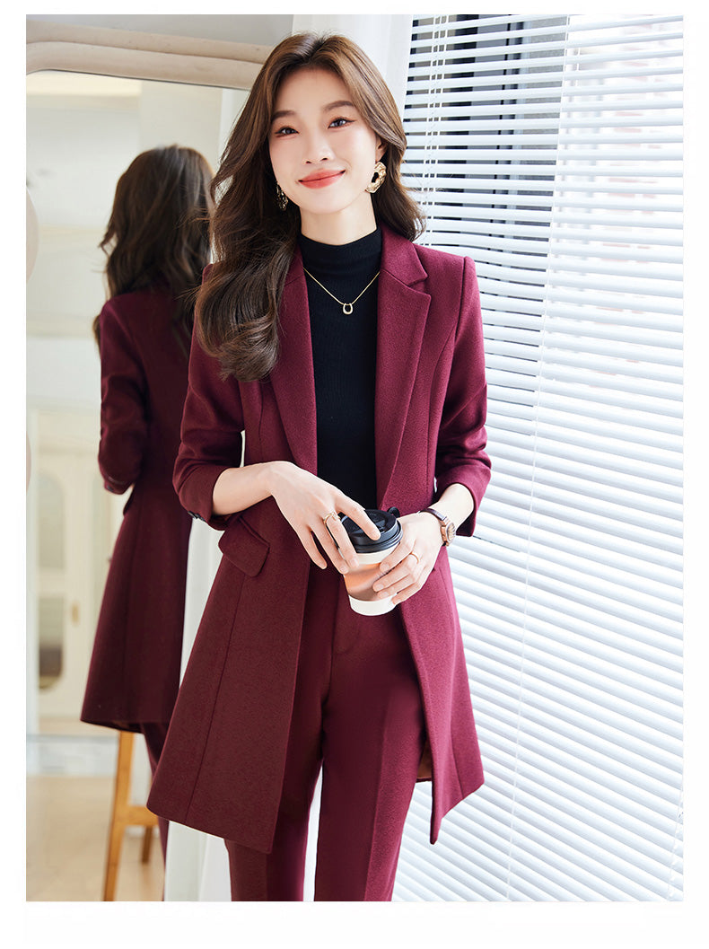 Windbreaker Womens Suit Jacket + Trousers Two Pieces Set