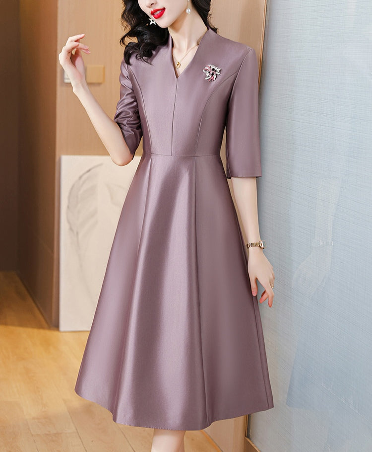 Retro V-neck A-line Elegant Evening Dress