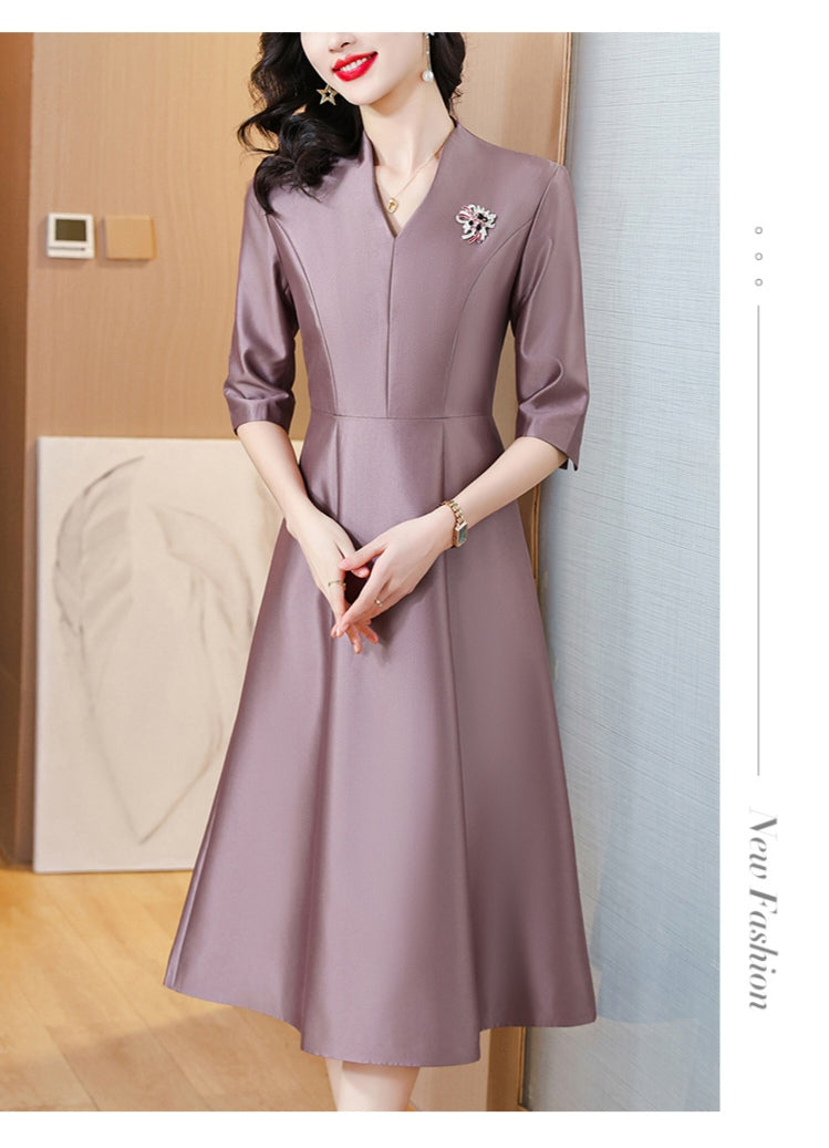 Retro V-neck A-line Elegant Evening Dress