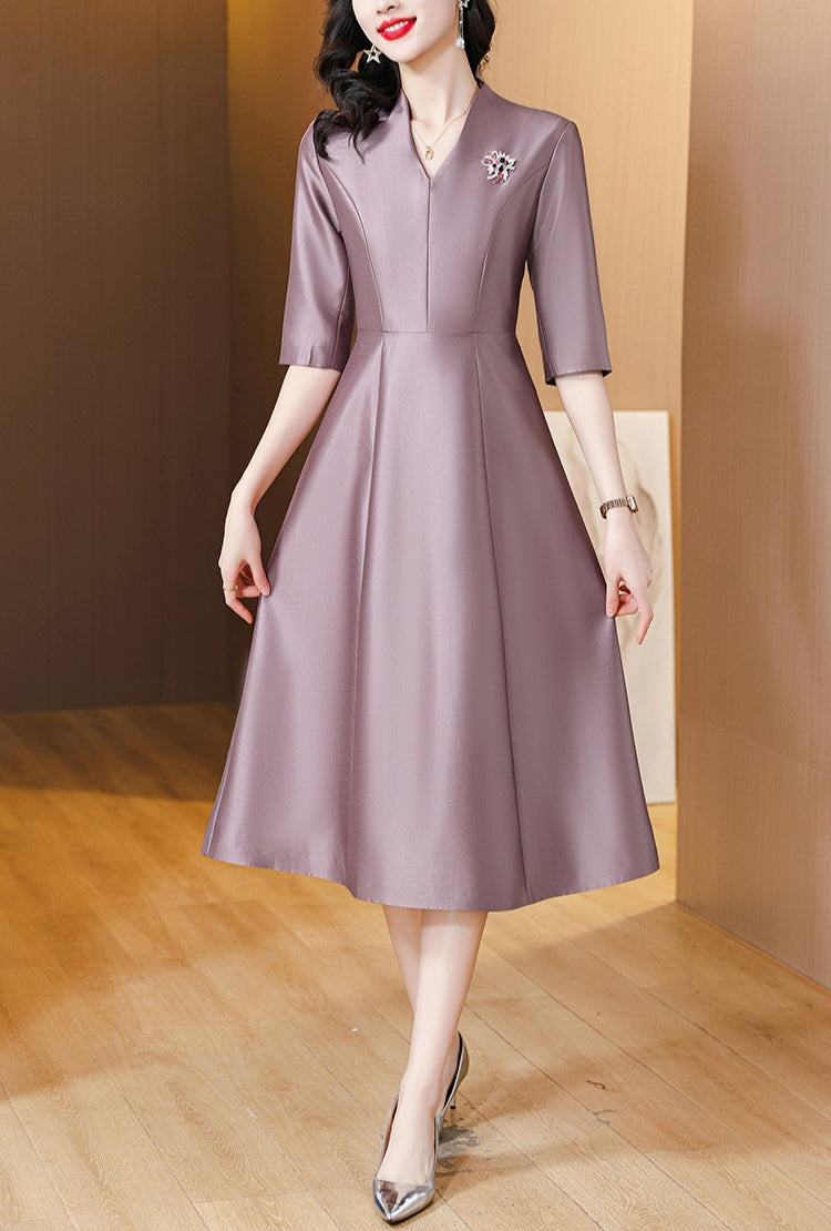 Retro V-neck A-line Elegant Evening Dress