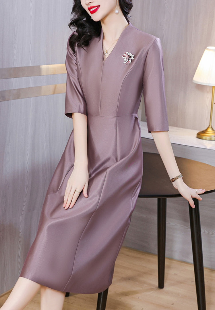 Retro V-neck A-line Elegant Evening Dress