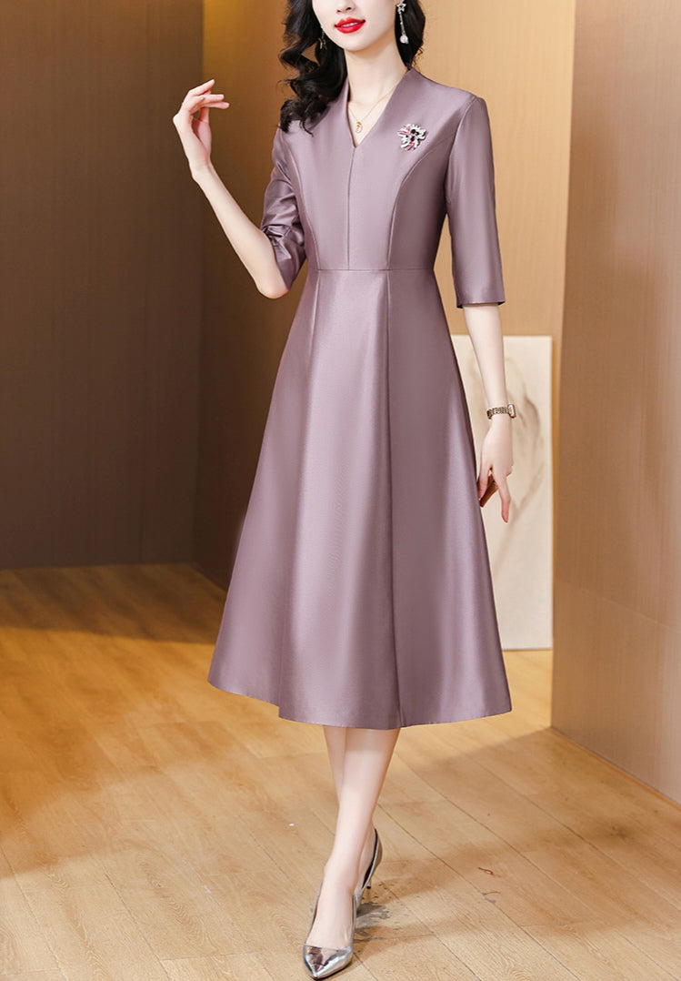 Retro V-neck A-line Elegant Evening Dress