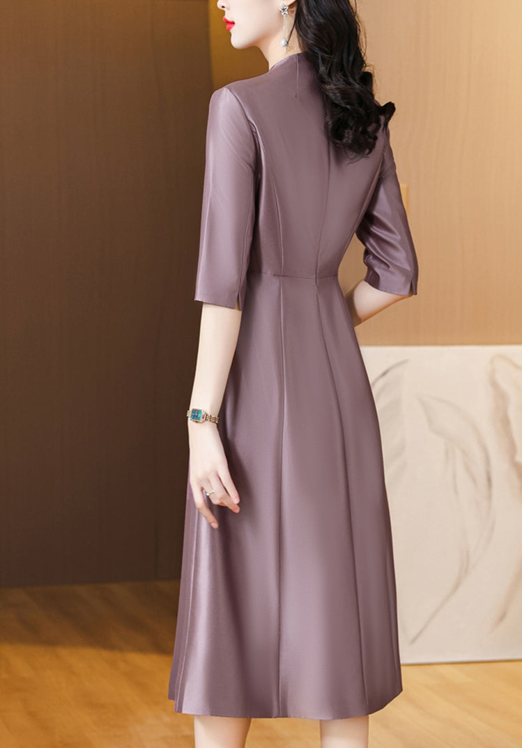Retro V-neck A-line Elegant Evening Dress