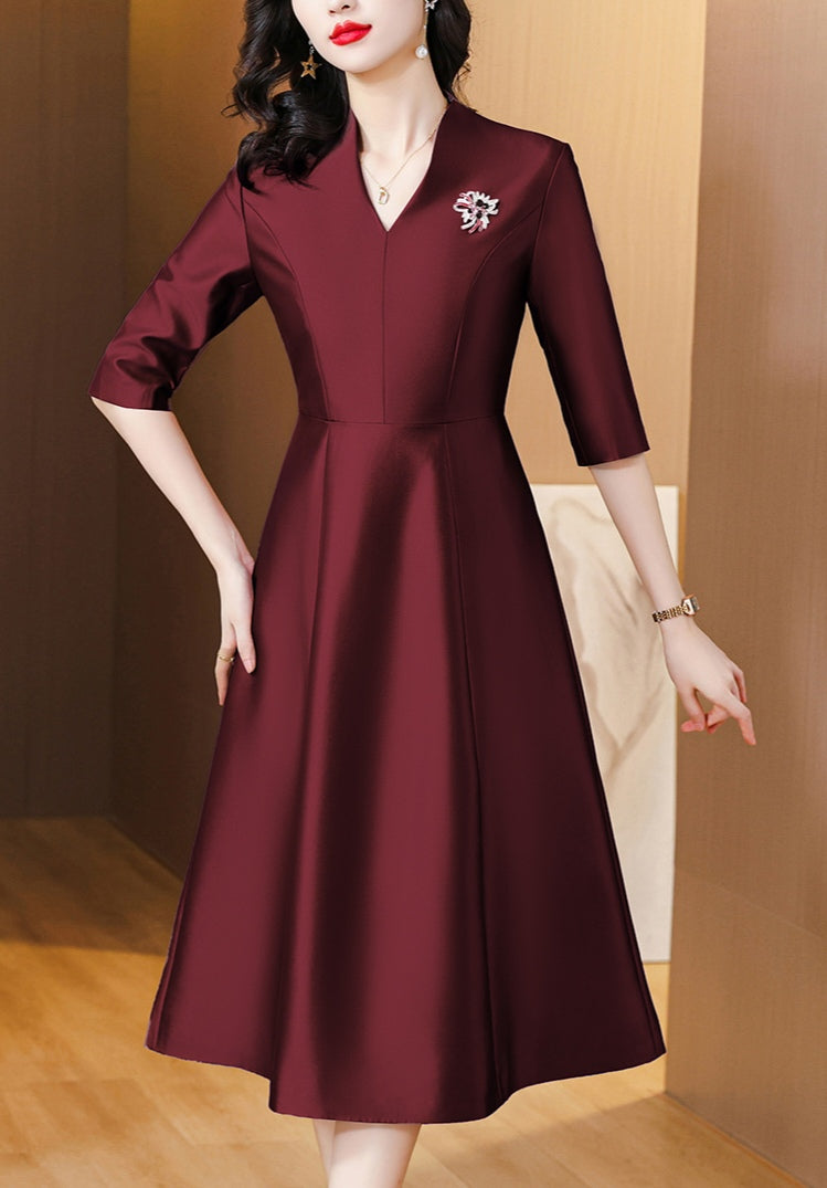 Retro V-neck A-line Elegant Evening Dress