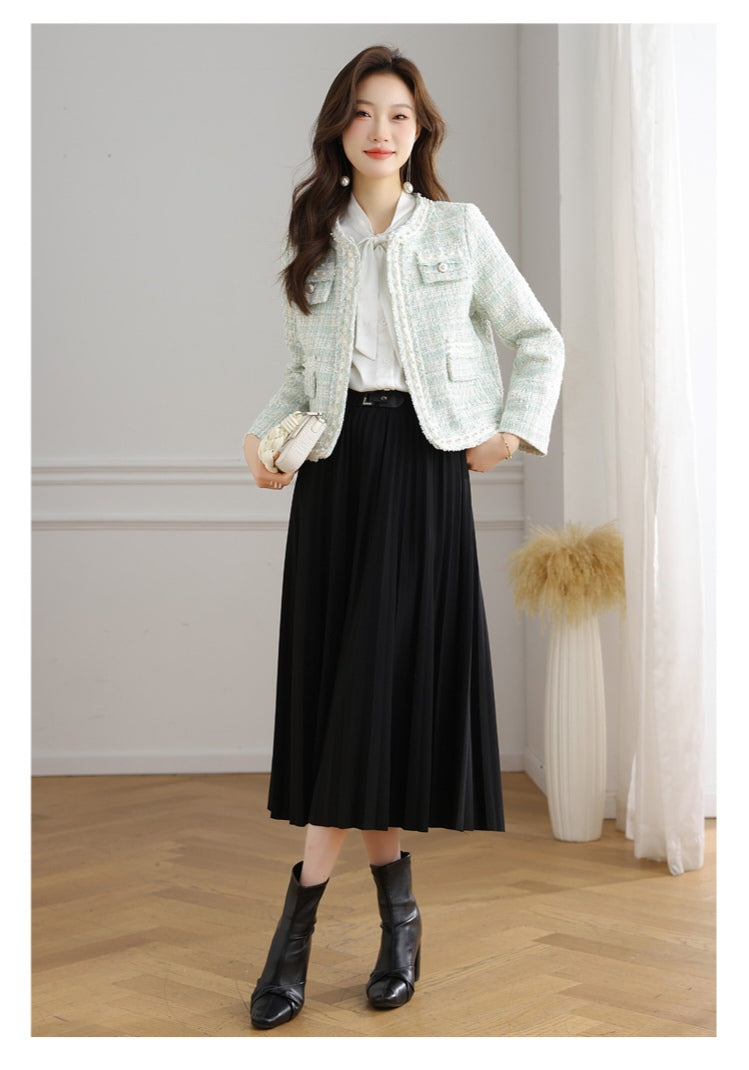 Spring Pastel Tweed Crop Blazer for Women