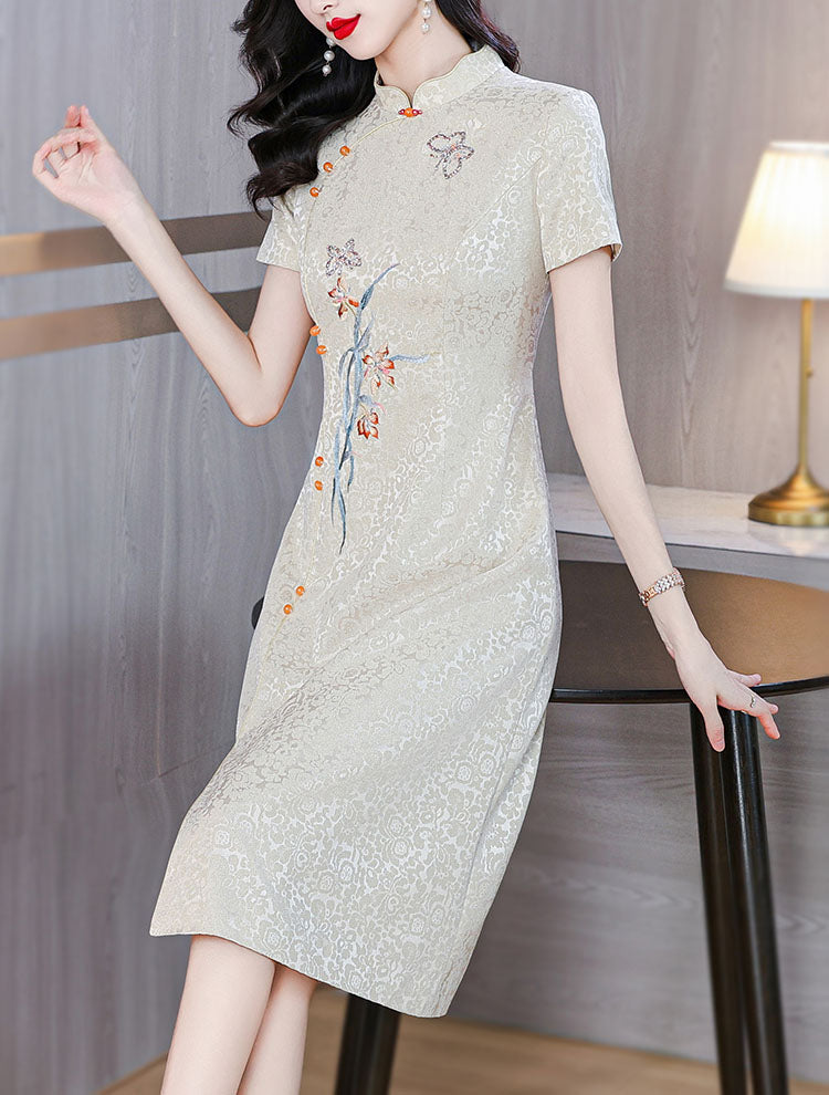Champagne Color Elegant Cheongsam