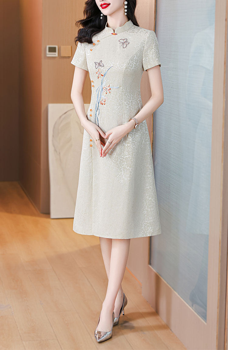 Champagne Color Elegant Cheongsam