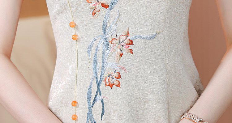 Champagne Color Elegant Cheongsam