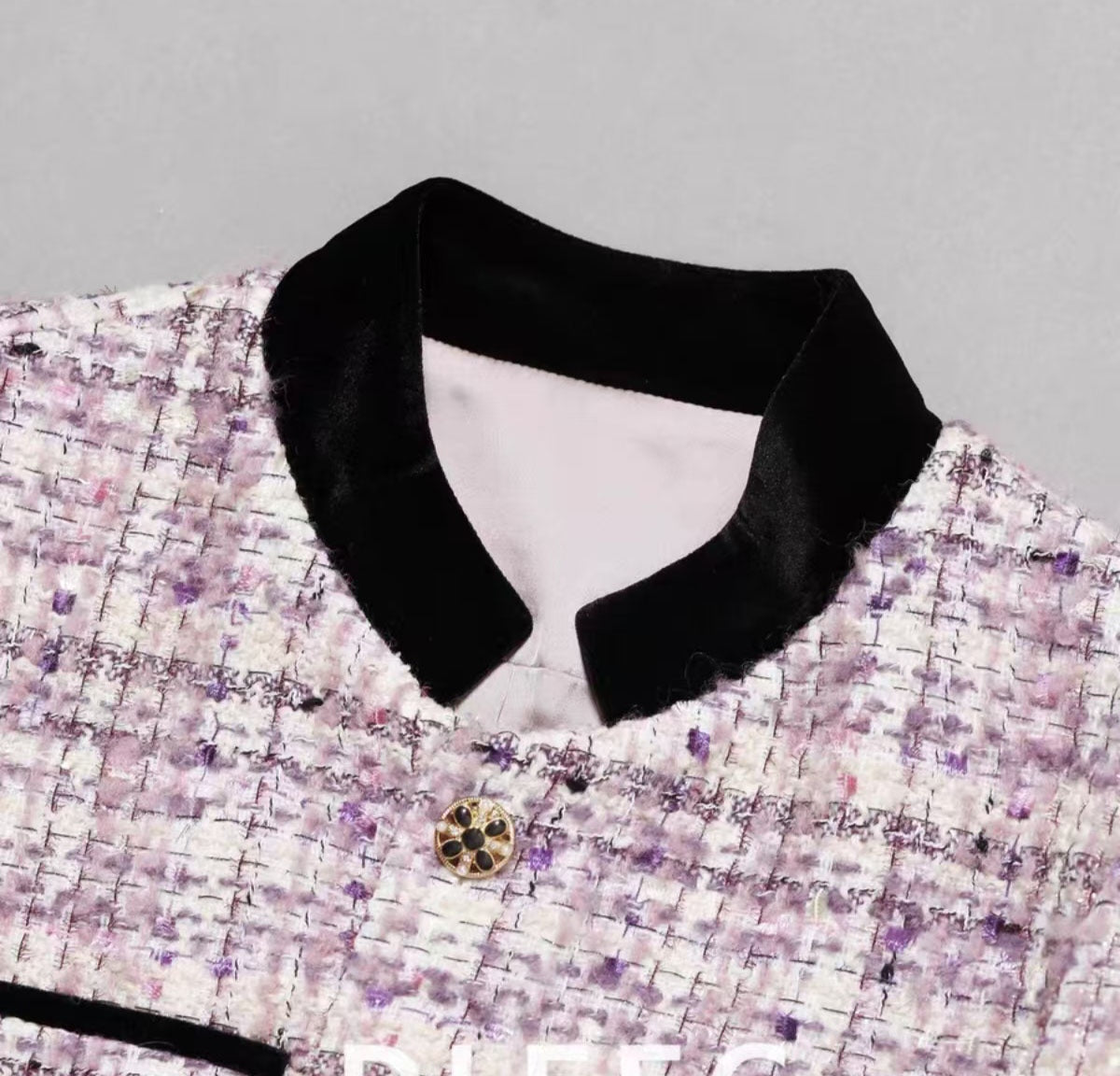 Pink Plaid Elegant Shorts Women's Jacket