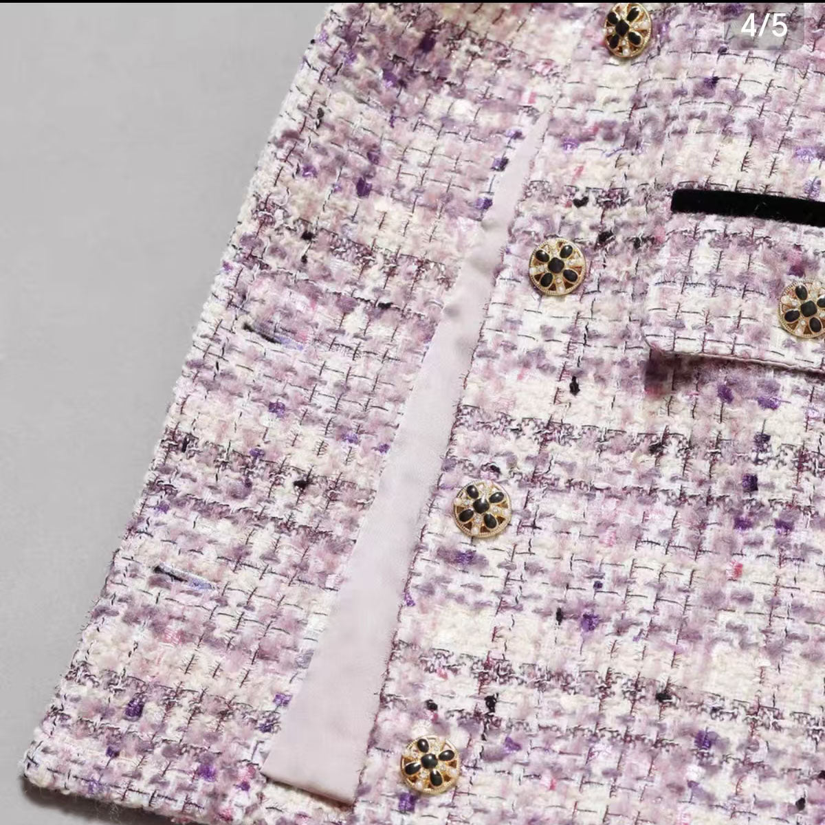 Pink Plaid Elegant Shorts Women's Jacket