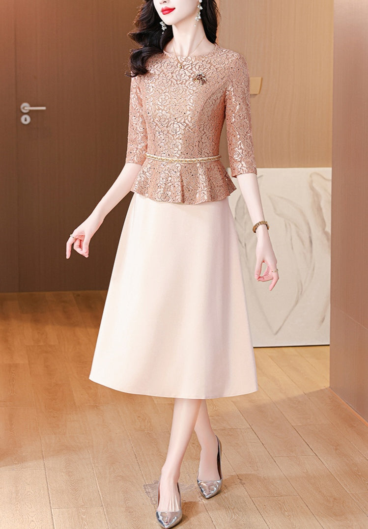 Retro High-end Fake-two Banquet Dress