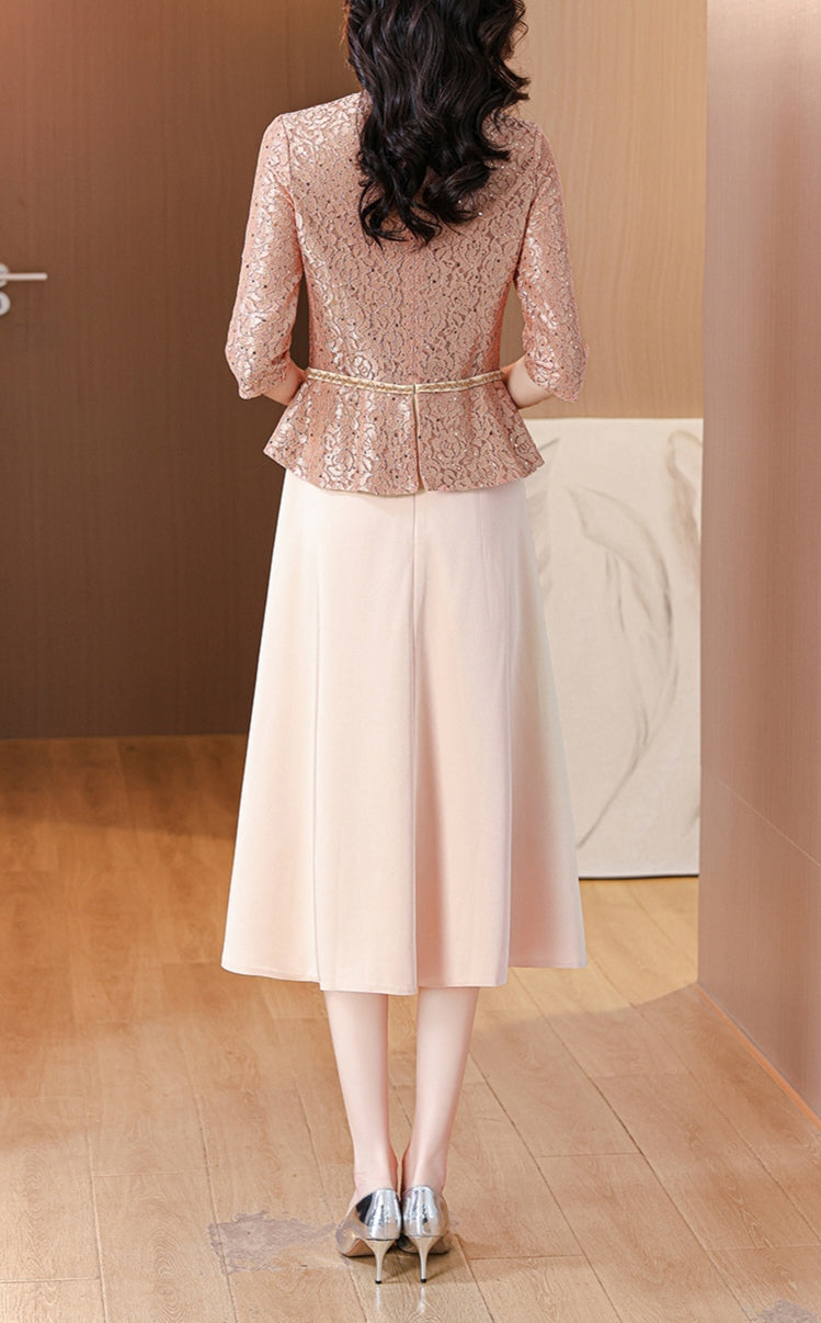 Retro High-end Fake-two Banquet Dress