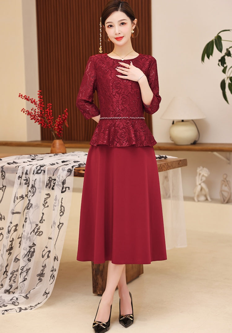 Retro High-end Fake-two Banquet Dress