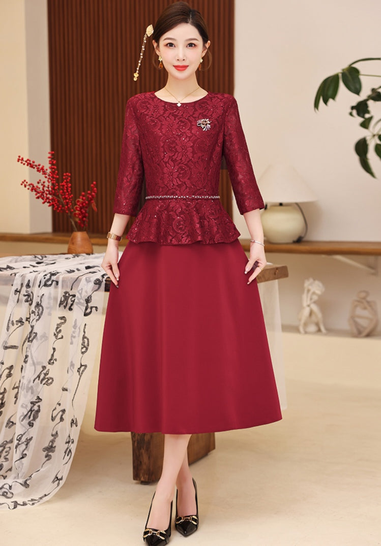 Retro High-end Fake-two Banquet Dress