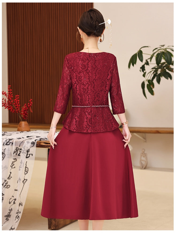 Retro High-end Fake-two Banquet Dress