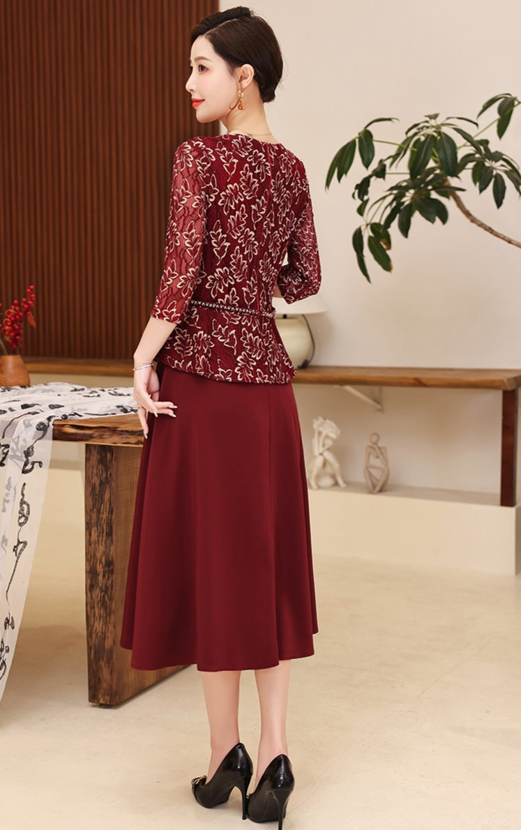 Retro High-end Fake-two Banquet Dress