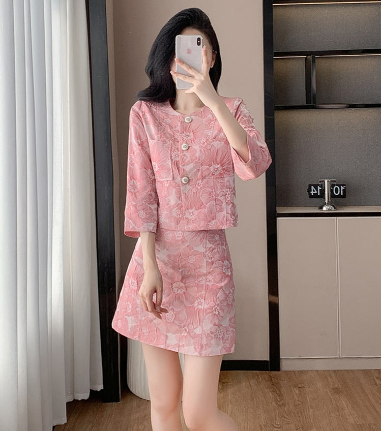 Sweet Pink Blossom Two-Piece Outfit