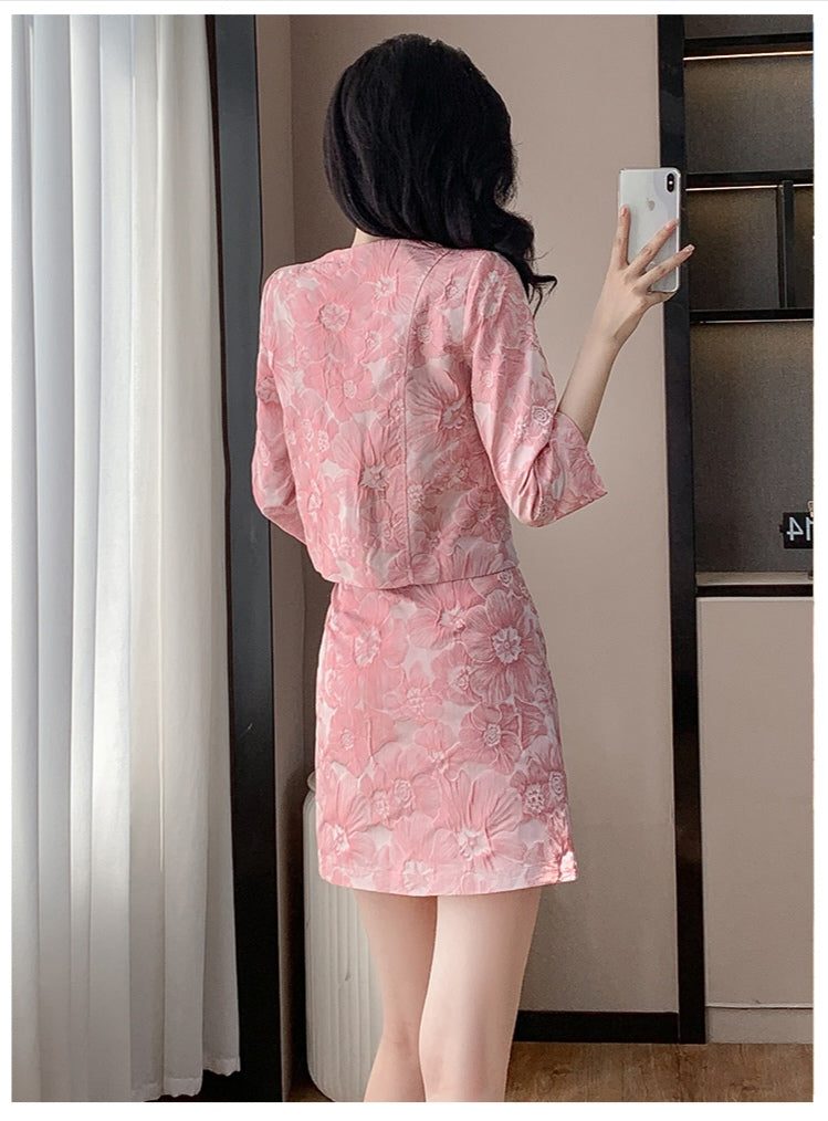 Sweet Pink Blossom Two-Piece Outfit