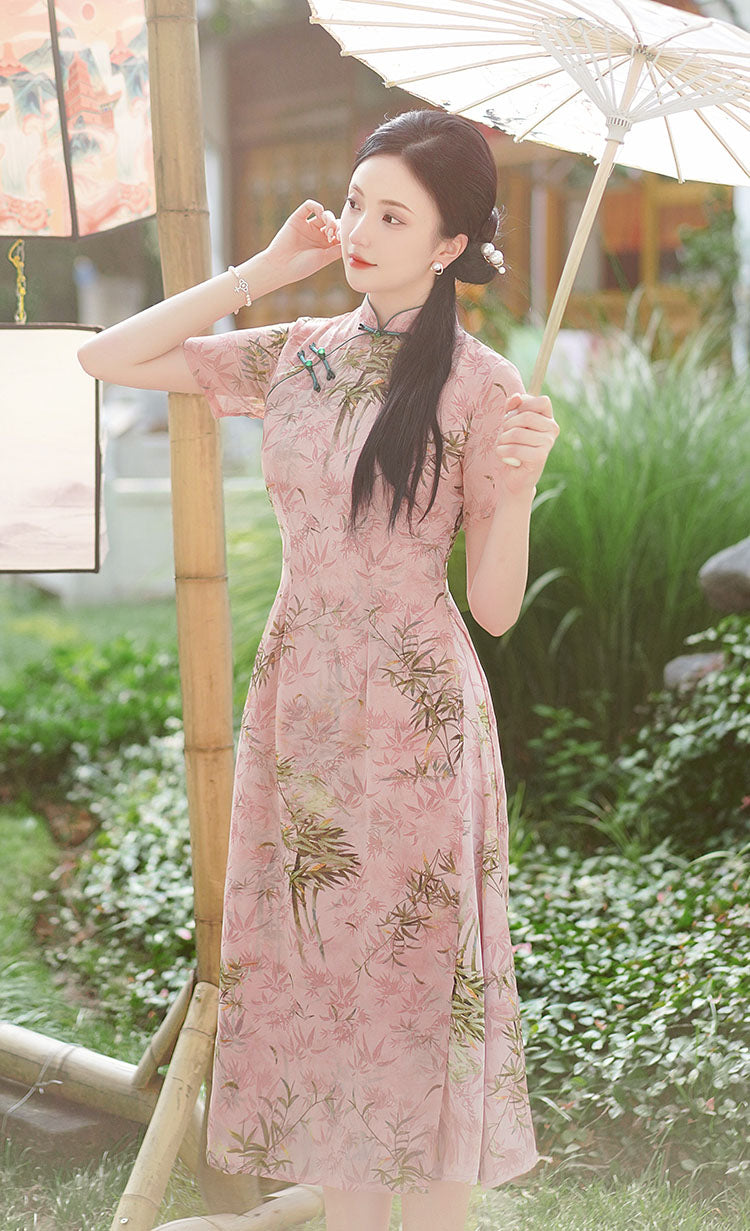 Pink Floral Versatile Cheongsam