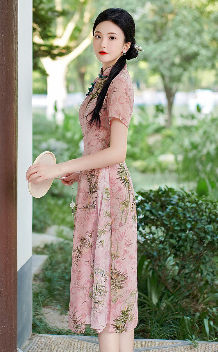 Pink Floral Versatile Cheongsam