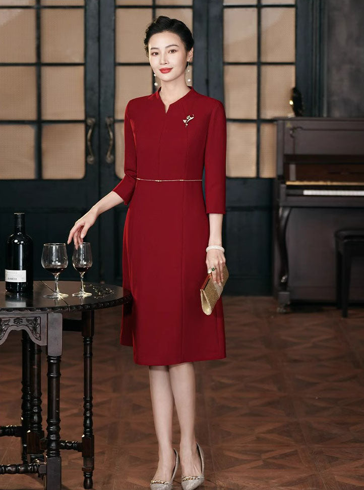 Dark Red Elegant Evening Dress