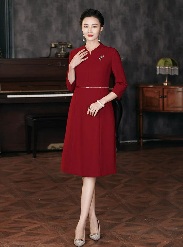 Dark Red Elegant Evening Dress