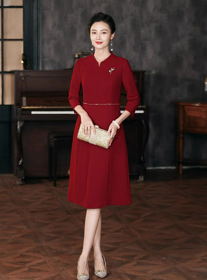 Dark Red Elegant Evening Dress