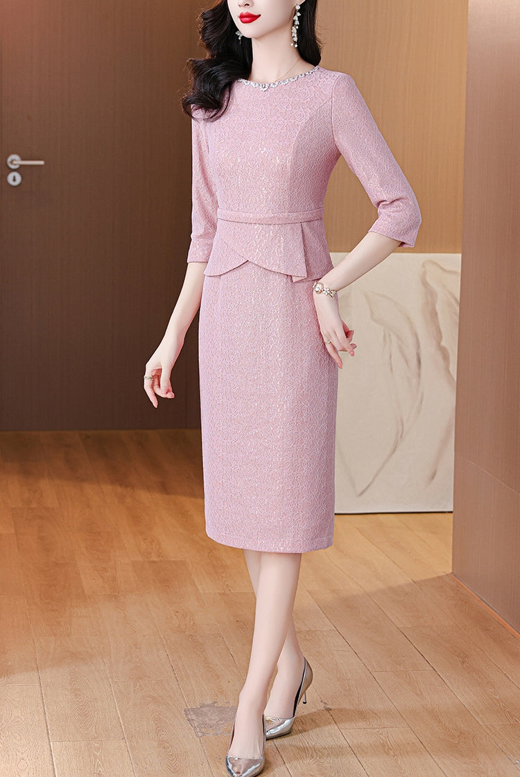 Retro Pink Noble And Stylish Elegant Evening Dress