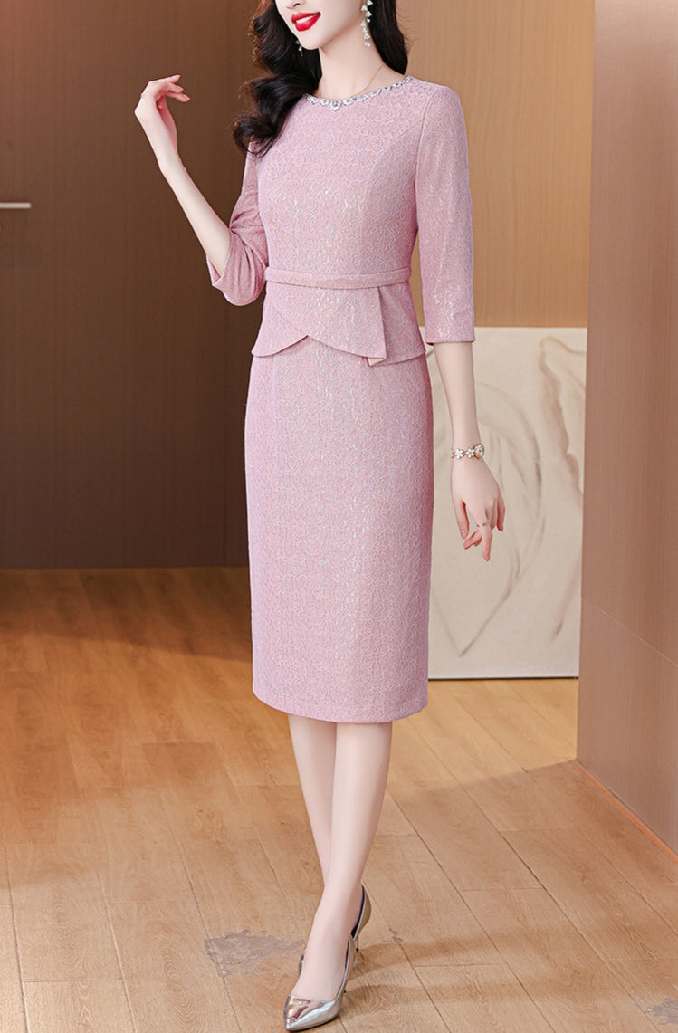 Retro Pink Noble And Stylish Elegant Evening Dress